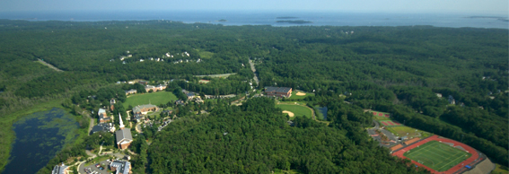 Aerial view of Gordon's campus