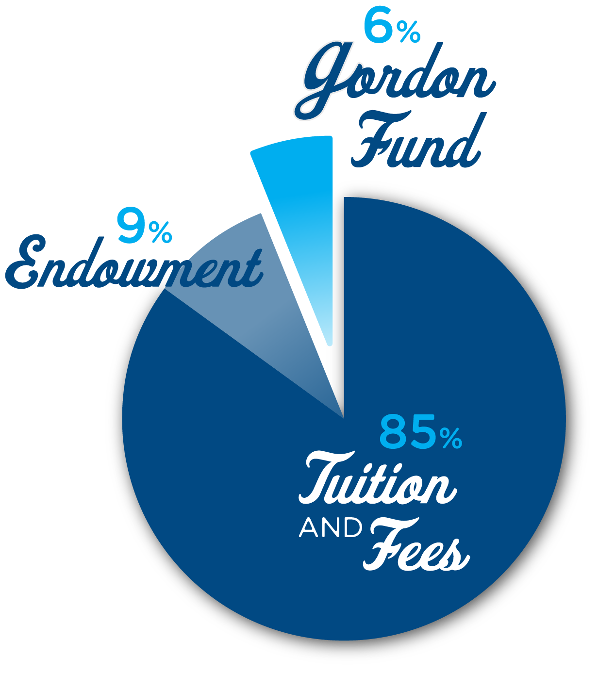 Pie graph of Gordon Fund providing 6% of operating budget