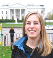 Kate Kirby in front of the White House
