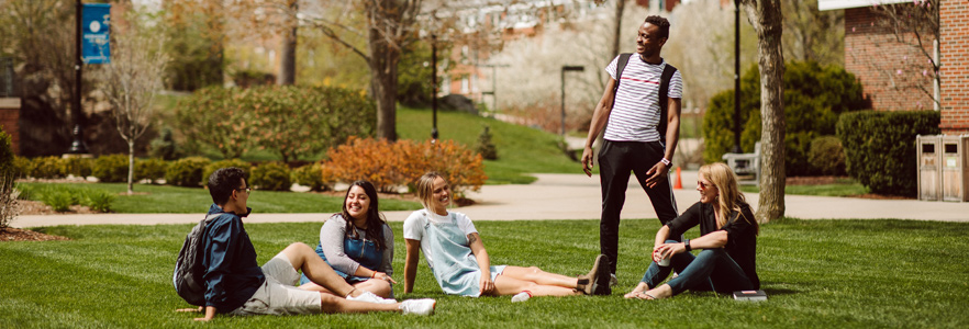 students hanging out on quad