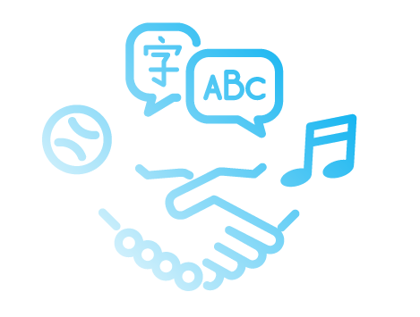 handshake with sports music chat icon
