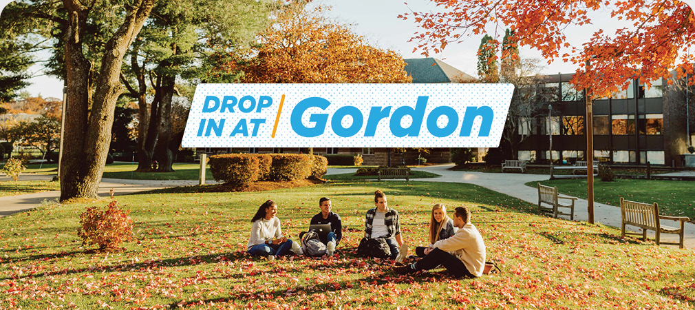 Drop in at Gordon title and campus photo
