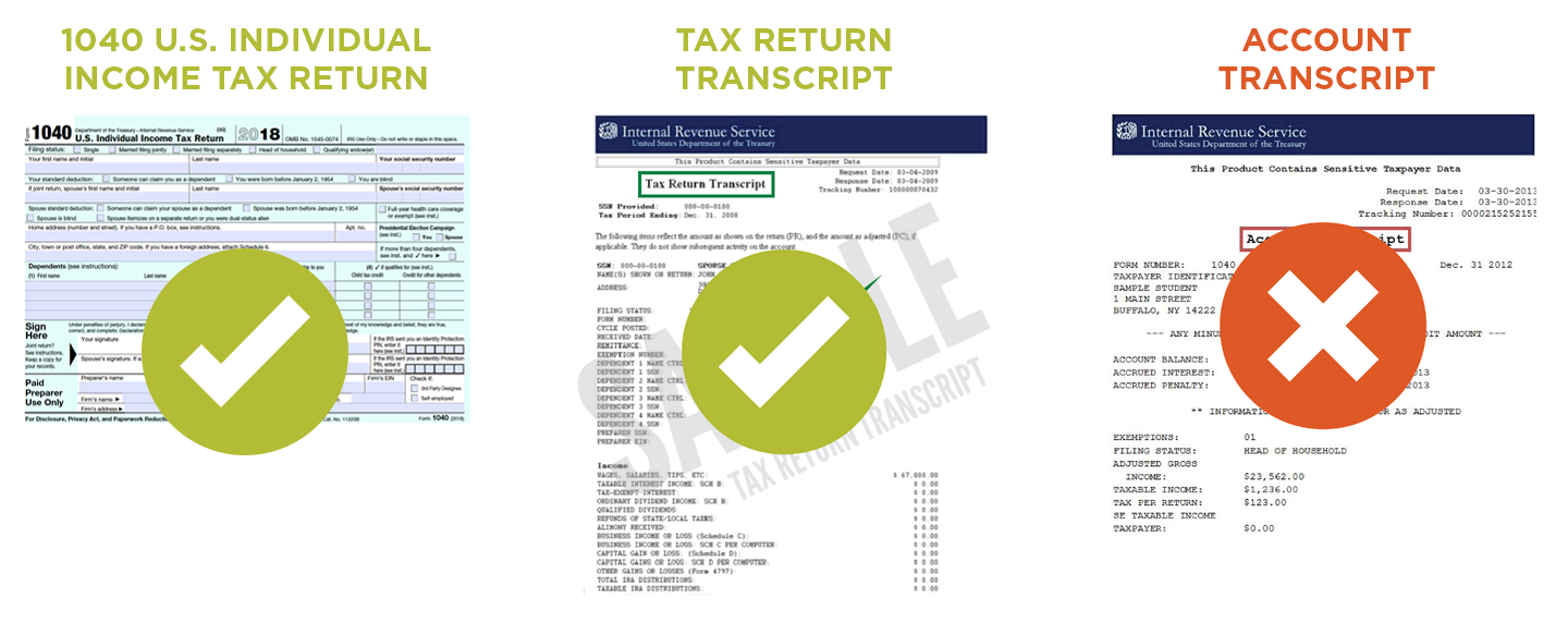 Tax Transcript examples