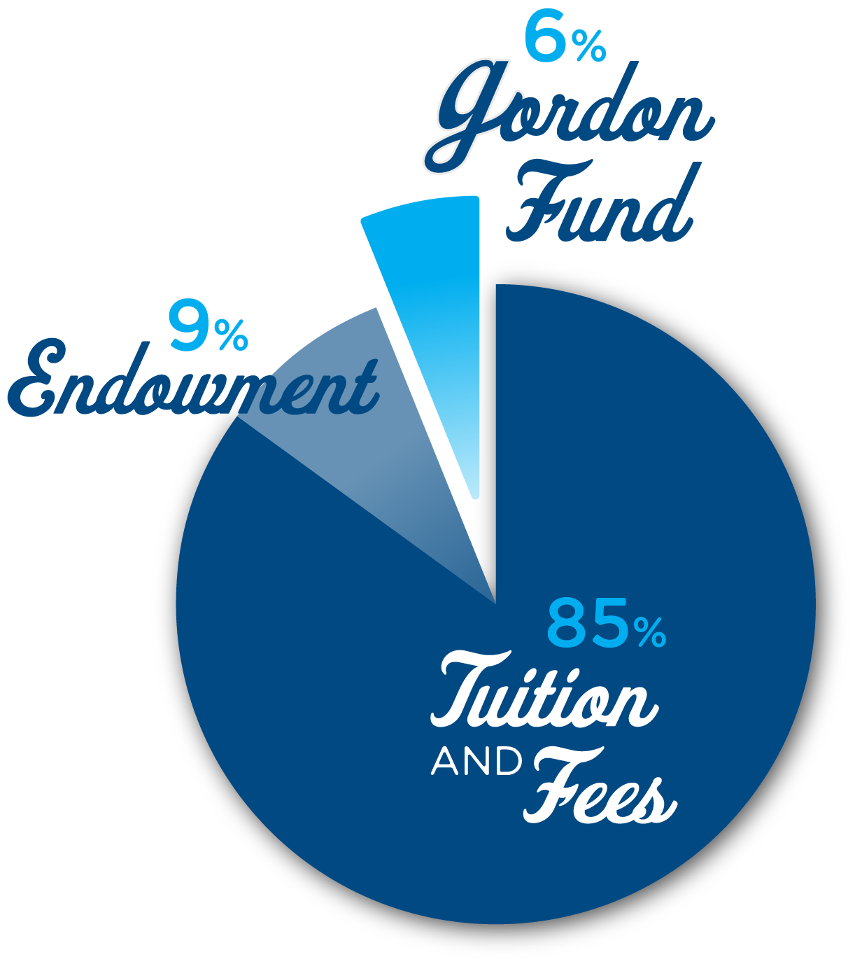 Pie graph of Gordon Fund providing 6% of operating budget
