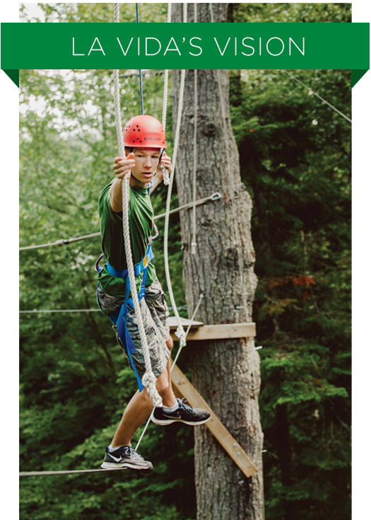 Student on high ropes