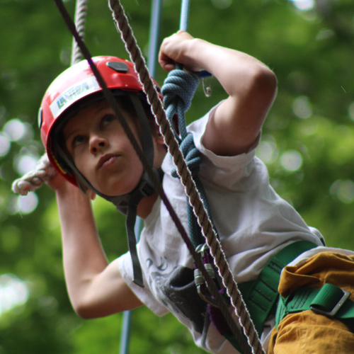 adventure camper on high ropes