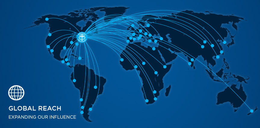 Map of Gordon's global reach